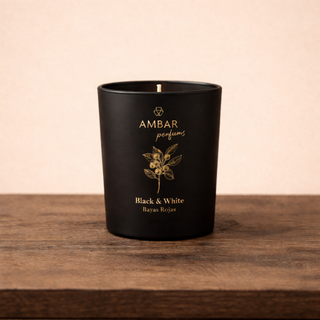 Bougie Parfumée Black & White – Fleur de Mimosa | Ambar Perfums