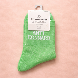 Chaussettes à paillettes – Message “Anti connard”
