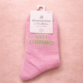 Chaussettes à paillettes – Message “Anti connard”