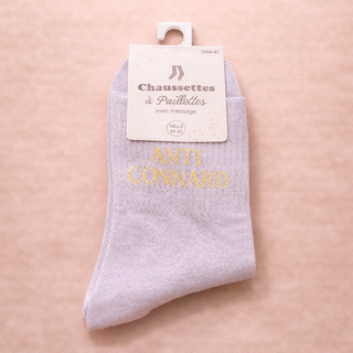 Chaussettes à paillettes – Message “Anti connard”