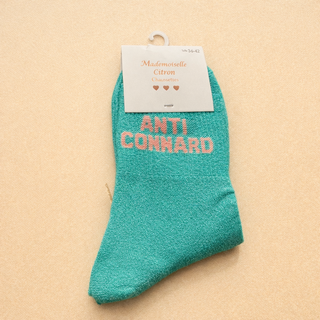 Chaussettes à paillettes – Message “Anti connard”