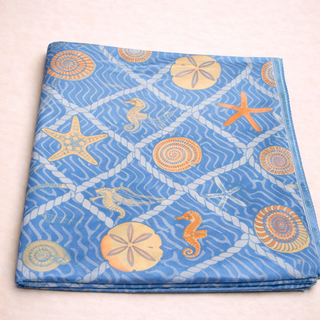 Foulard carré imprimé motifs marins