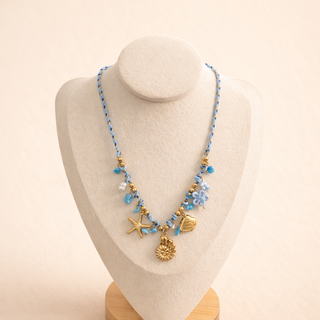 Collier Summer Vibes Coquillages & Perles Bleues