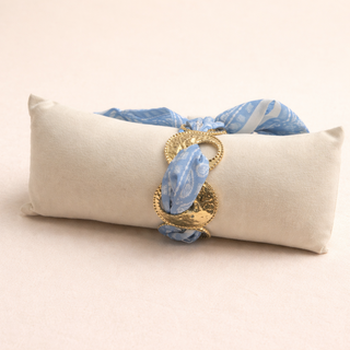 Bracelet Foulard Bleu & Médaillons Dorés