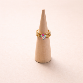 Soléa Bloom – Bague bohème multicolore dorée