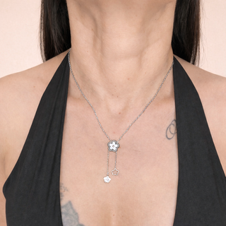 Collier Dos Fleur Perla Silver