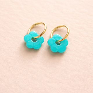 Boucles d’oreilles “Rosalya Ocean” – Créoles fleur turquoise