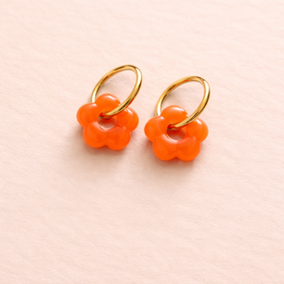 Boucles d’oreilles “Rosalya Sunset” – Créoles fleur orange