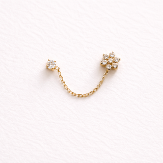 Boucle d’oreille “Liora Chain Gold” – Duo strass & chaîne élégante