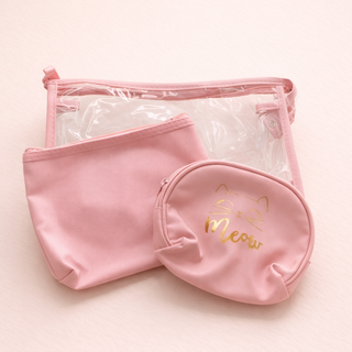 Lot de trousses “Summer Pink” – Organiseur plage waterproof 3 pièces