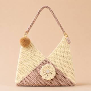 Sac crochet effet artisanal avec détail fleur