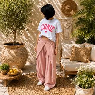 T-shirt blanc ICON rose flashy