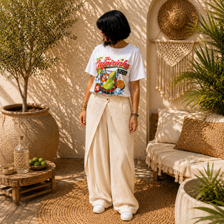Pantalon fluide taille croisée effet portefeuille