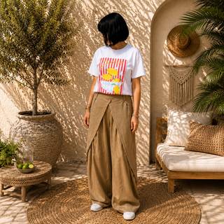 Pantalon fluide taille croisée effet portefeuille