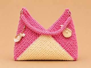 Sac Crochet Handmade Rose & Écru – Modèle Summer Bohème