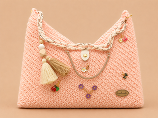 Sac Crochet Handmade Rose Poudré – Modèle Bohème Chic