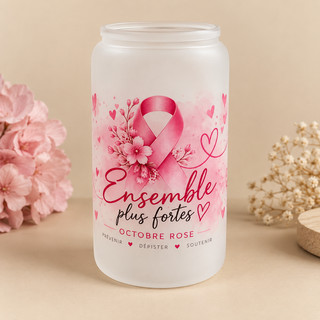 Verre givré Octobre Rose – Ensemble, plus fortes 💗 Pré Commande