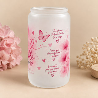 Verre givré Octobre Rose – Ensemble, plus fortes 💗 Pré Commande