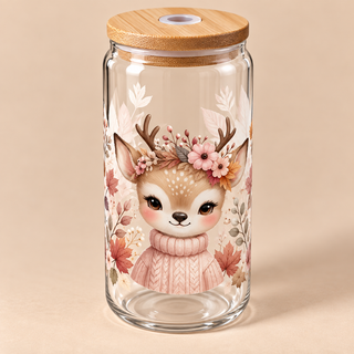 Verre Petit Faon Fleuri – Douceur d’Automne 🌸🦌