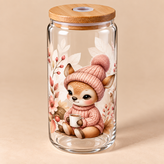 Verre Petit Faon Fleuri – Douceur d’Automne 🌸🦌