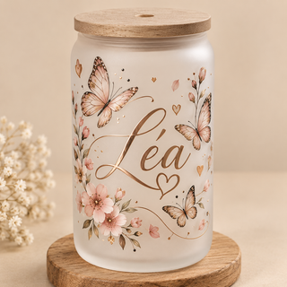 Verre givré moyen personnalisable – Prénom & motif au choix